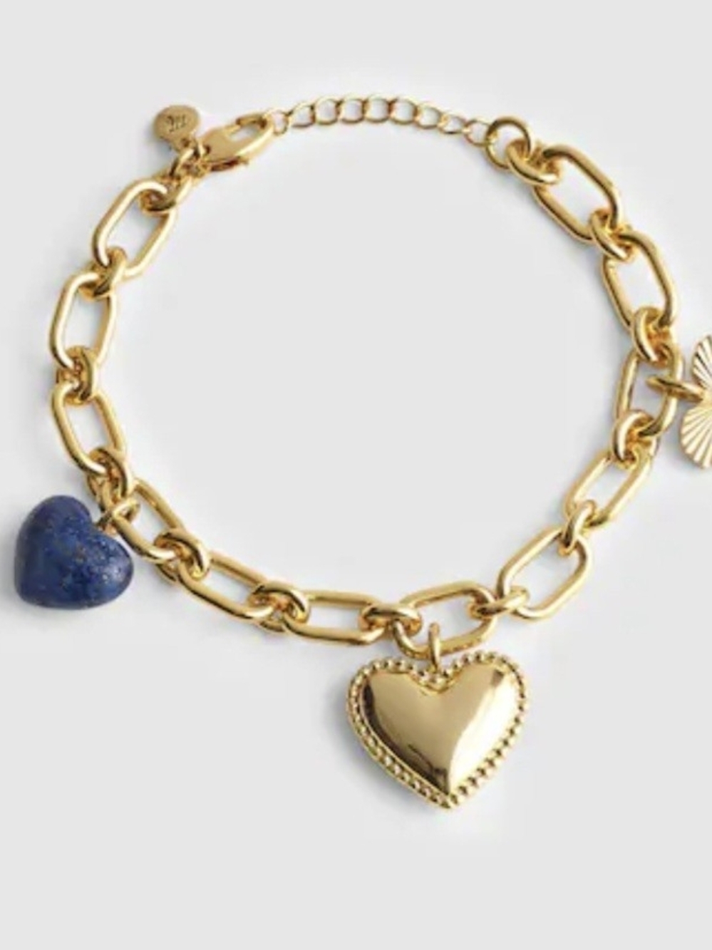 Madewell Engine Turned Lapis Heart Charm Bracelet